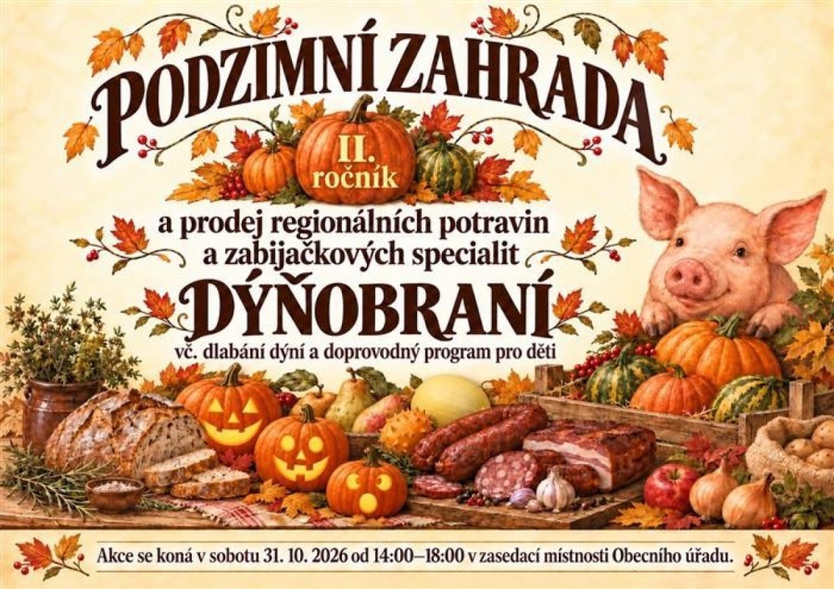 Podzimní zahrada a prodej regionálních potravin a zabijačkových specialit