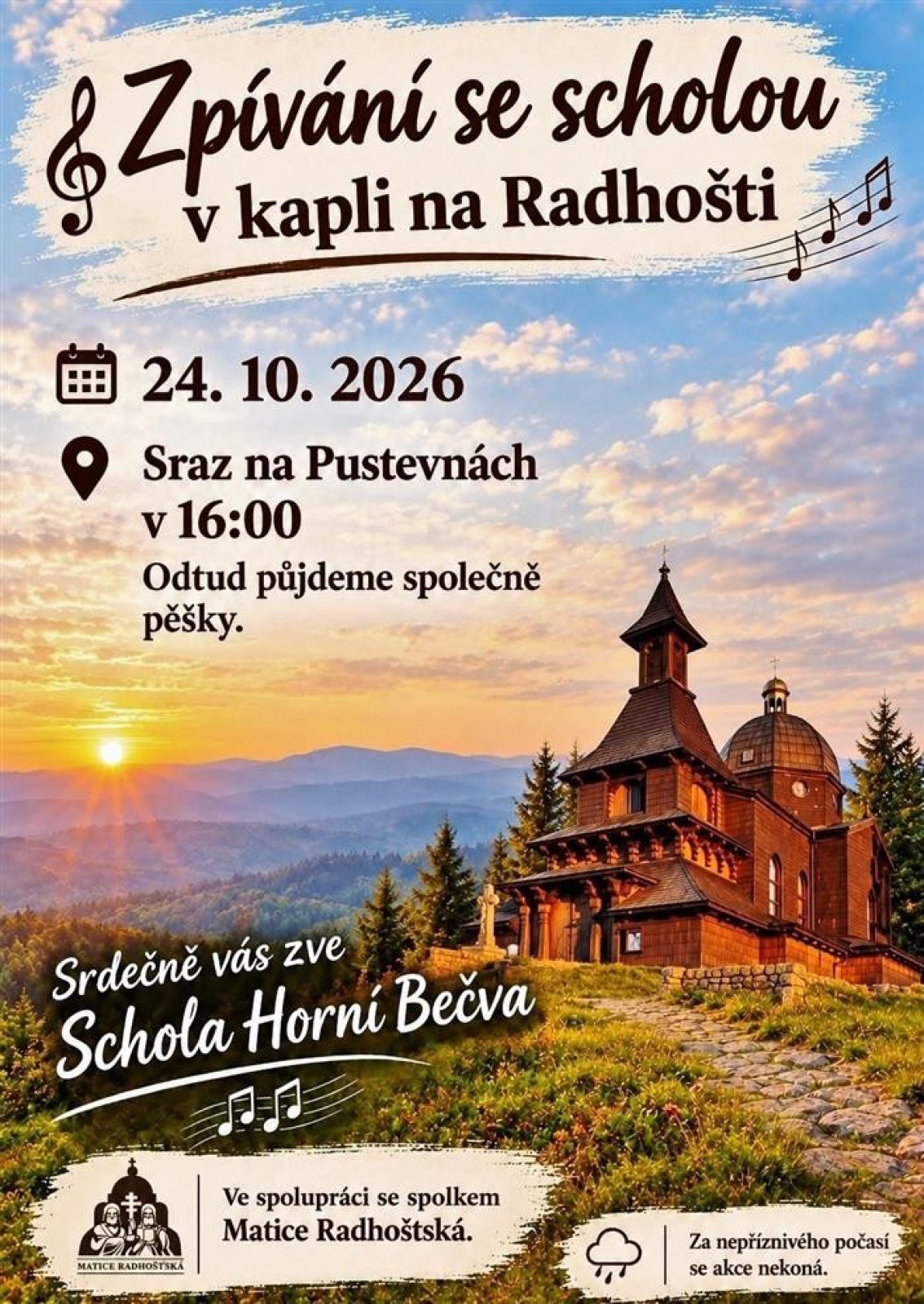 Zpívání se Scholou v kapli na Radhošti