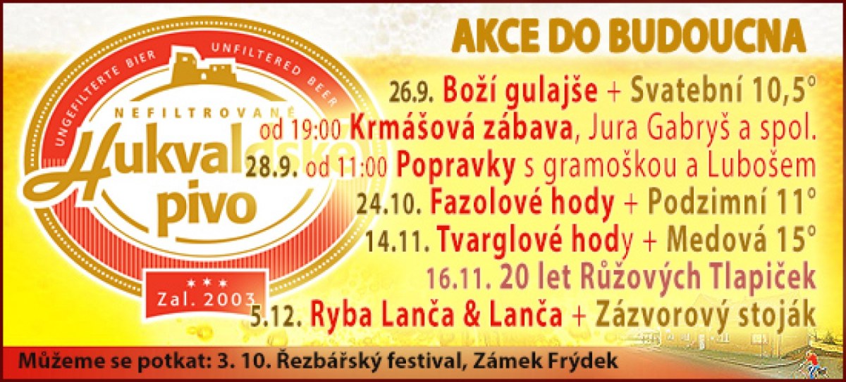 GASTRO AKCE: Minipivovar Hukvaldy: Fazolové hody + Podzimní 11°